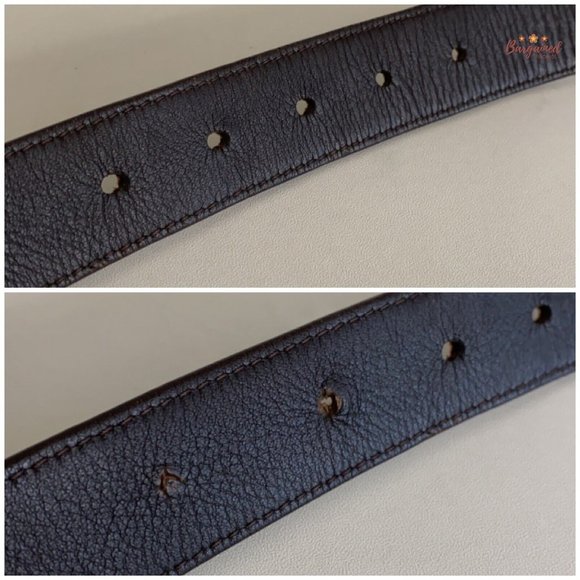 Authentic Louis Vuitton Brown Monogram Canvas Gold LV Cut Buckle Belt 75/30
